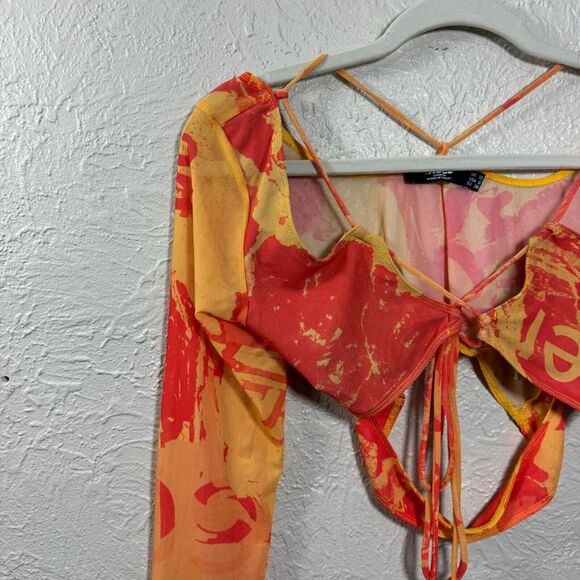 Jaded London Dolls Kill Mesh Crop Top 6 Sheer Tonal Rip Magazine Streetwear Y2K - Picture 5 of 12